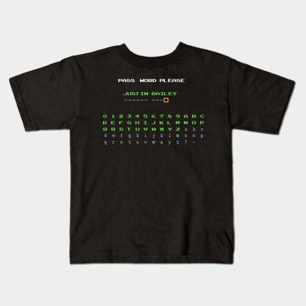 Metroid - Justin Bailey Password Kids T-Shirt by mattographer